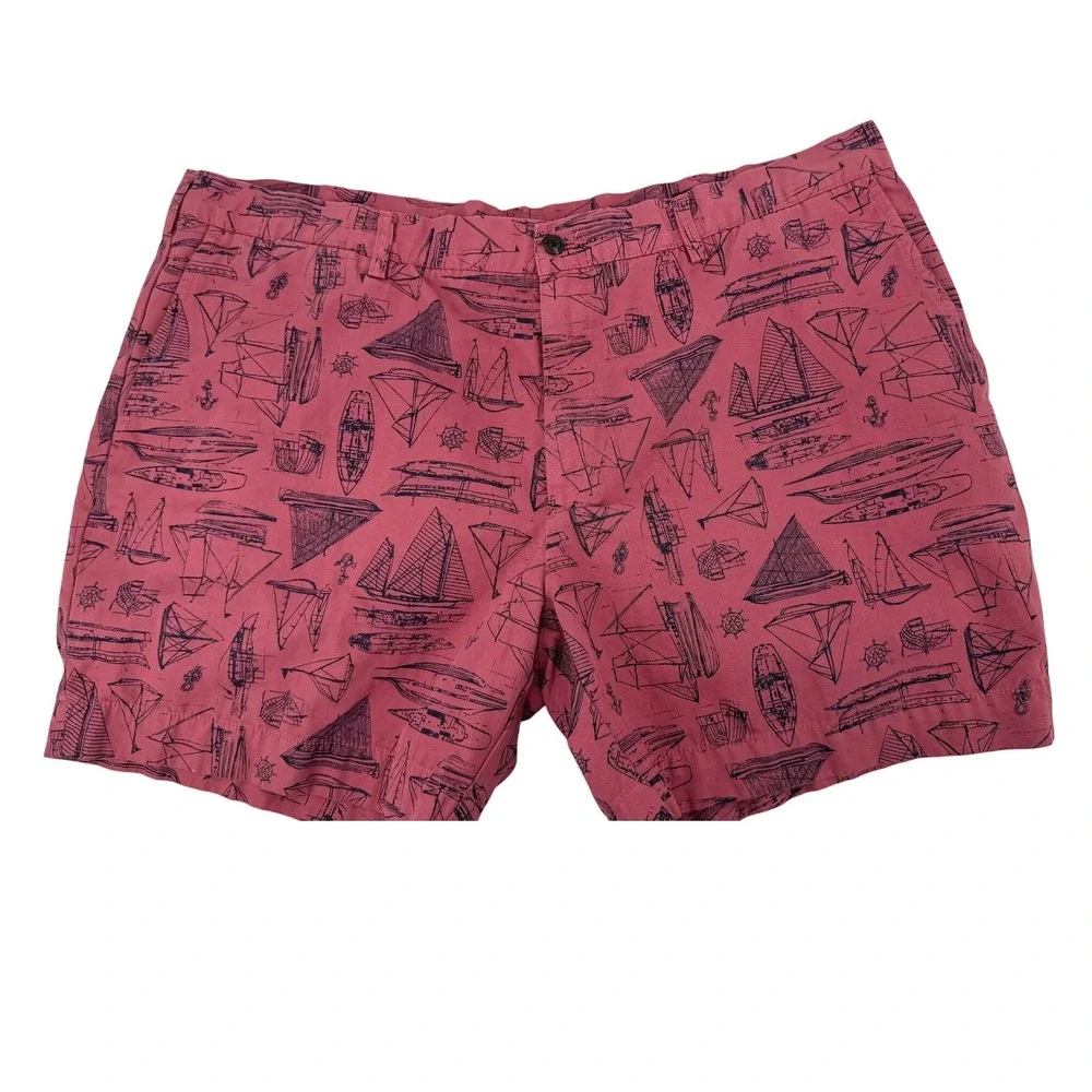 Polo Ralph Lauren Shorts Mens 42 Pink Sailboat Nautical Chino Cotton Summer